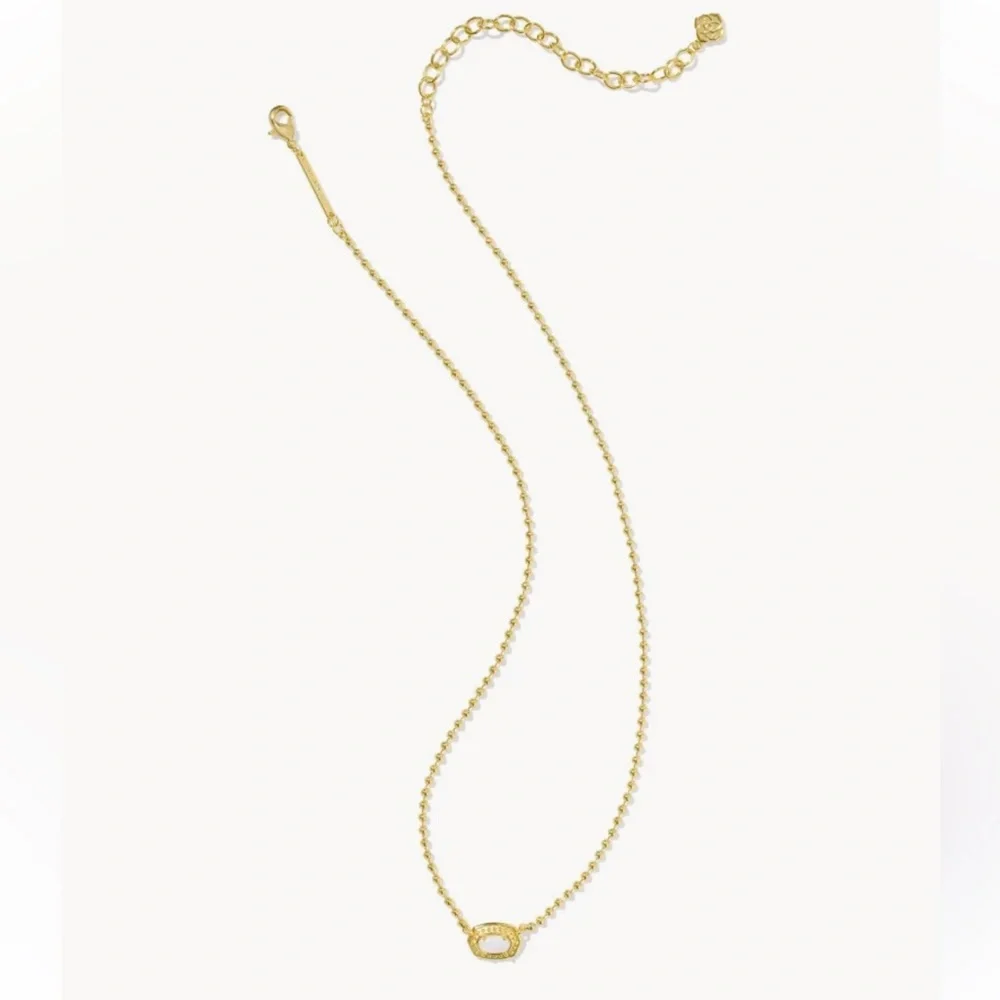 NWT Kendra Scott Emilie Gold Beaded Pendant Necklace in White Mother-of-Pearl - Picture 2 of 5